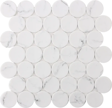 Azulejo mosaico de puntos estatuarios blancos 12X12 