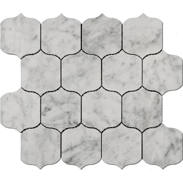 Serenity Carrara Polished Marble Floor and Wall Square Mosaic