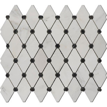 Diamond Net Mármol de puntos blancos y negros - Mosaico de pared pulido