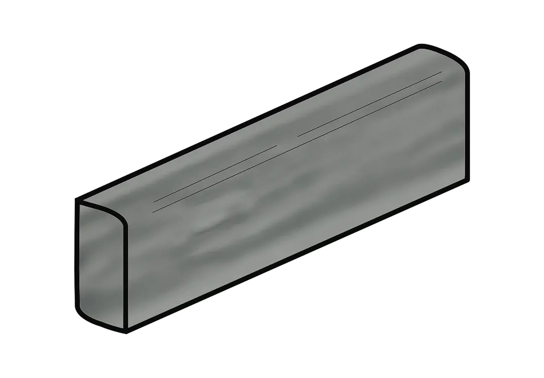 Flow 3”x12” Ceramic Single Bullnose Trim Tile Dark Grey