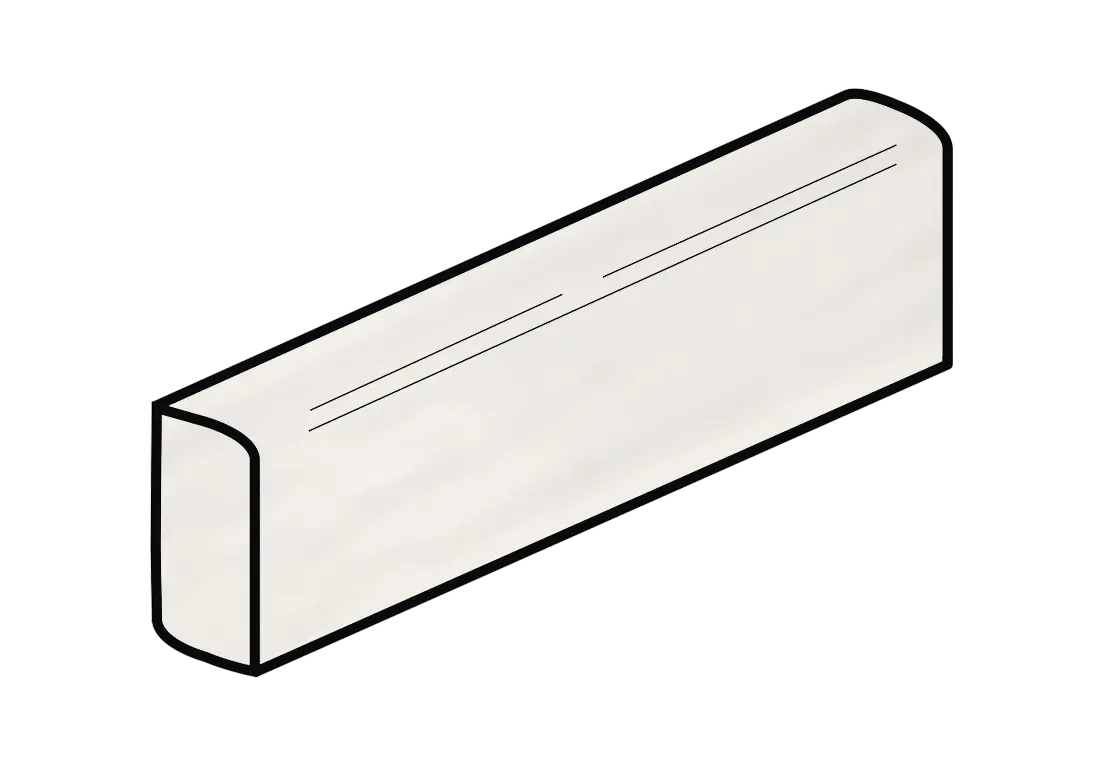 Flow 3”x12” Ceramic Single Bullnose Trim Tile White