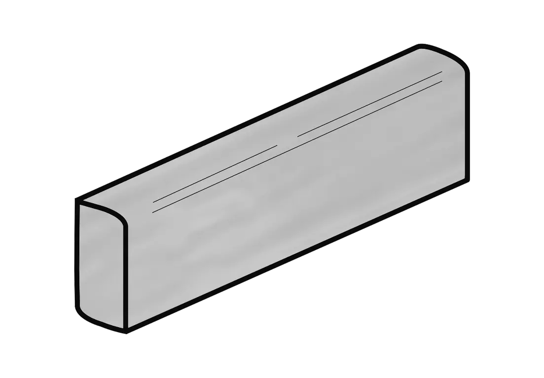 Flow 3”x12” Ceramic Single Bullnose Trim Tile Tender Grey