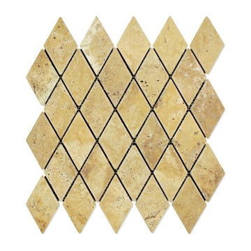 Gold Travertine Tumbled Diamond Mosaic Tile