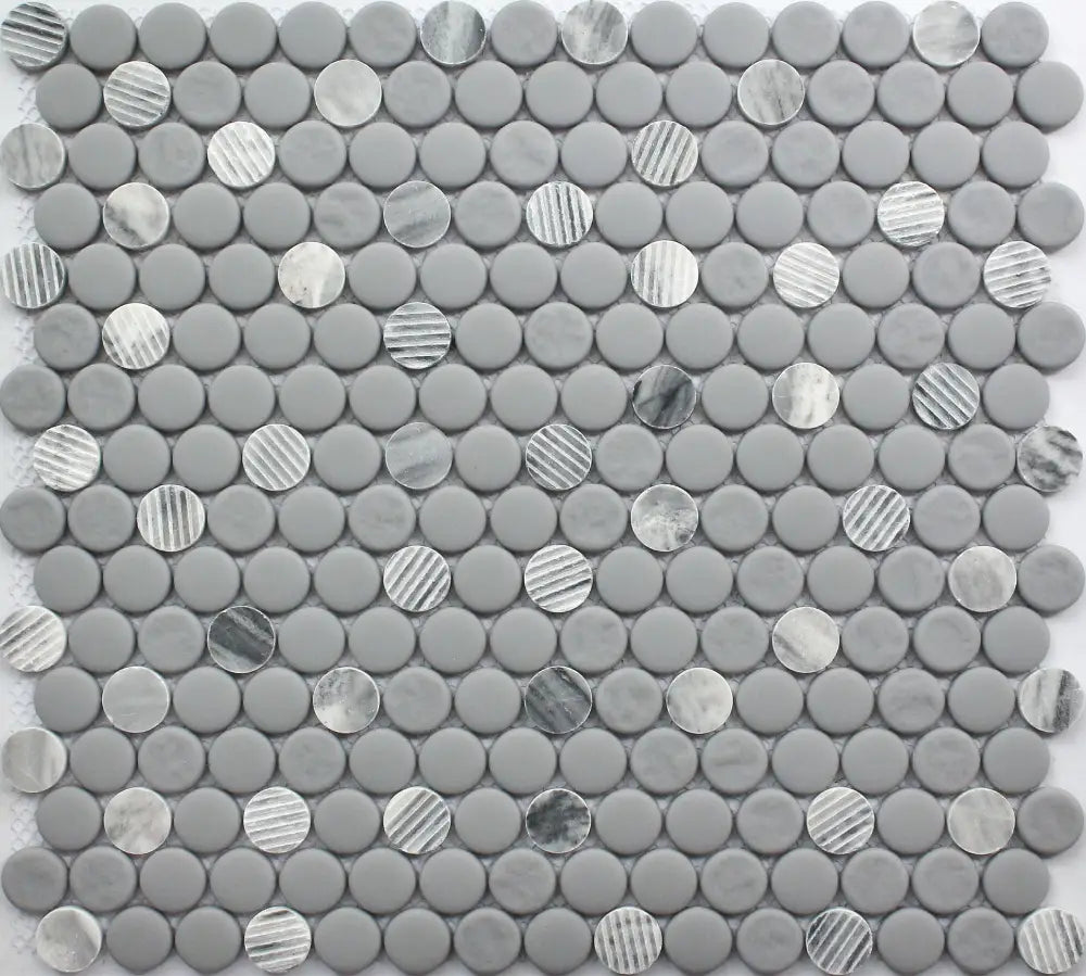 Gray Granite Penny Round 12X12 Mosaic Tile