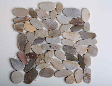 Gray-Silver Polished Flat Pebble Mosaic 12