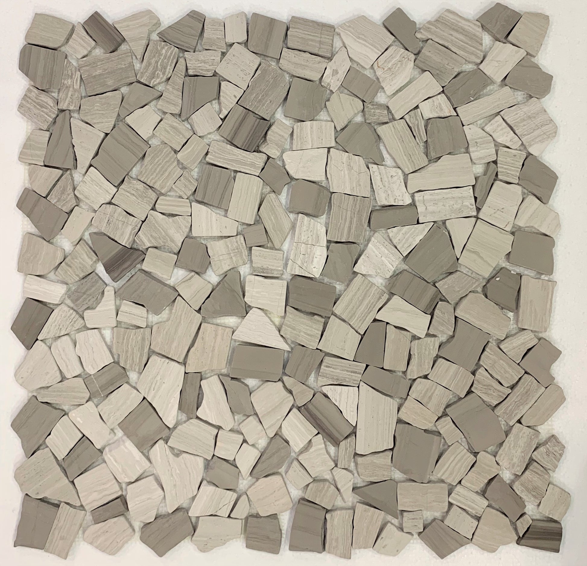 Gray-White Flat Pebble Mosaic 12" x 12"