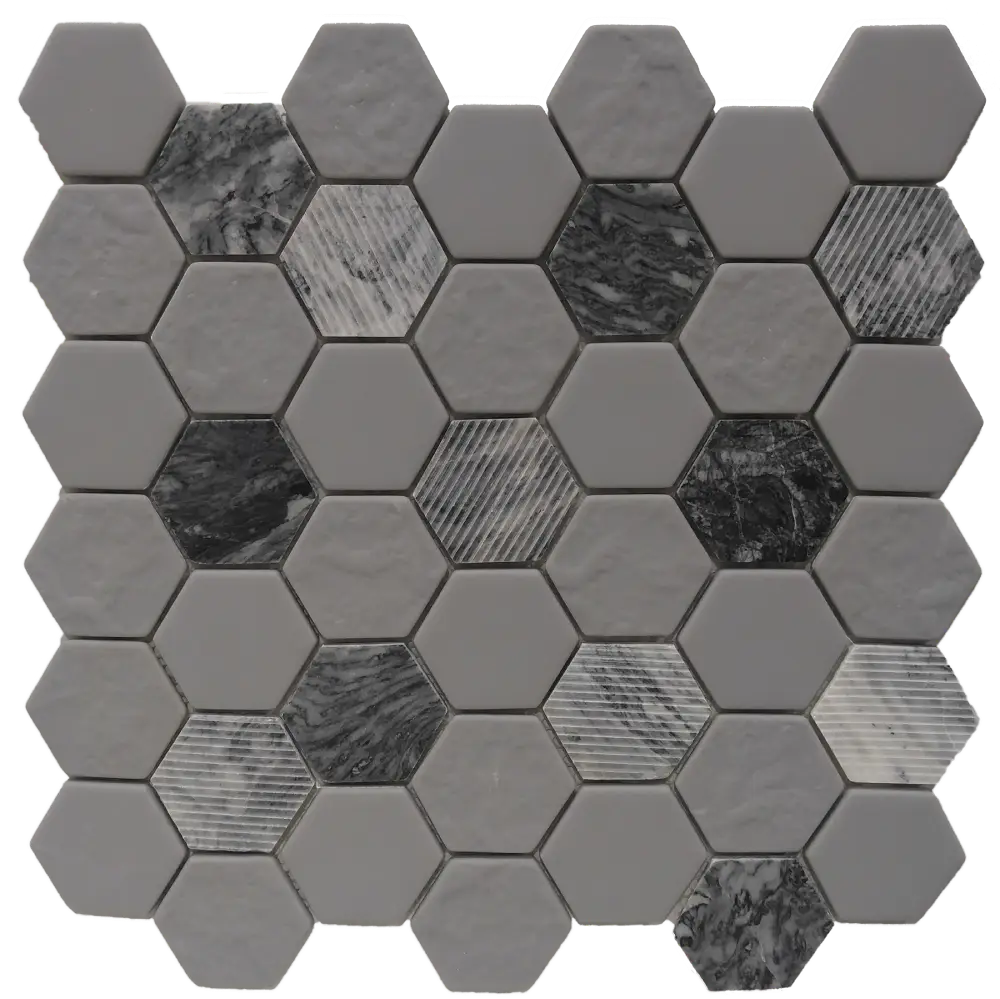Gray Granite Hexagon 12X12 Mosaic Tile