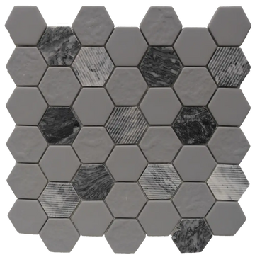 Azulejo mosaico de granito gris hexagonal 12X12 