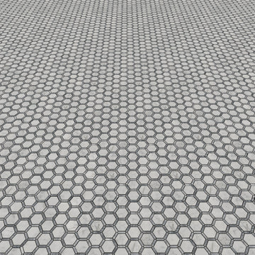 Hexacomb Carrara-Bardiglio Polished Marble Floor Wall Mosaic