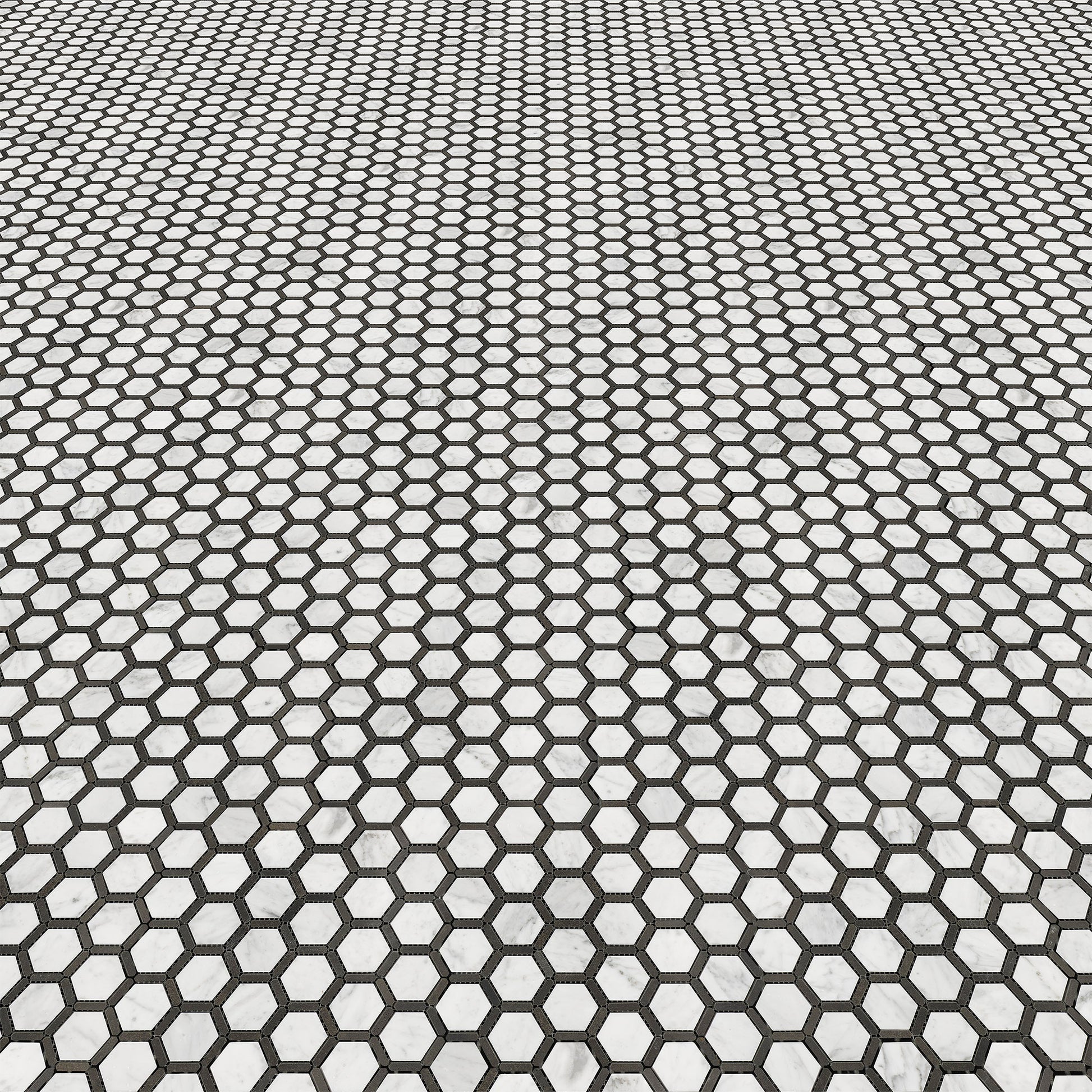Honeycomb Carrara & Black Marble  - Polished Floor & Wall Mosaic