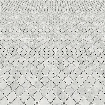 Mármol arabesco de Carrara y puntos negros - Mosaico de pared pulido