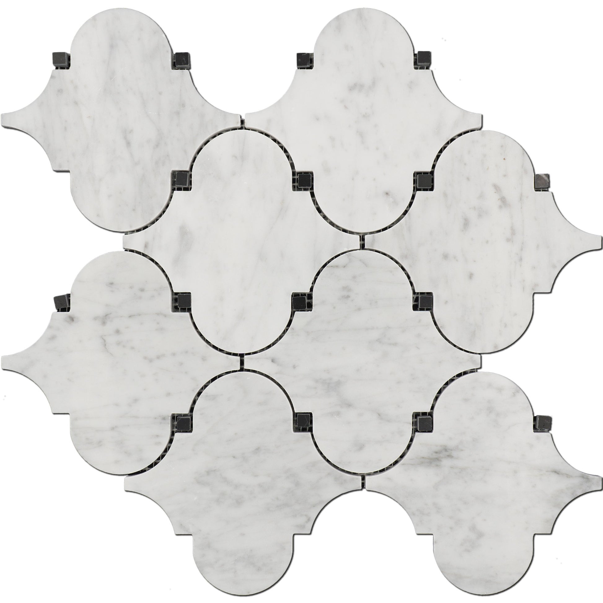 Jumbo Lantern White & Black Marble - Polished Wall Mosaic