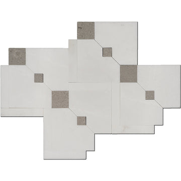 Sirius - Thassos y mármol gris - Mosaico pulido para pisos y paredes