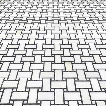 Metro Blanc Black & White Dot Marble - Polished Wall Mosaic
