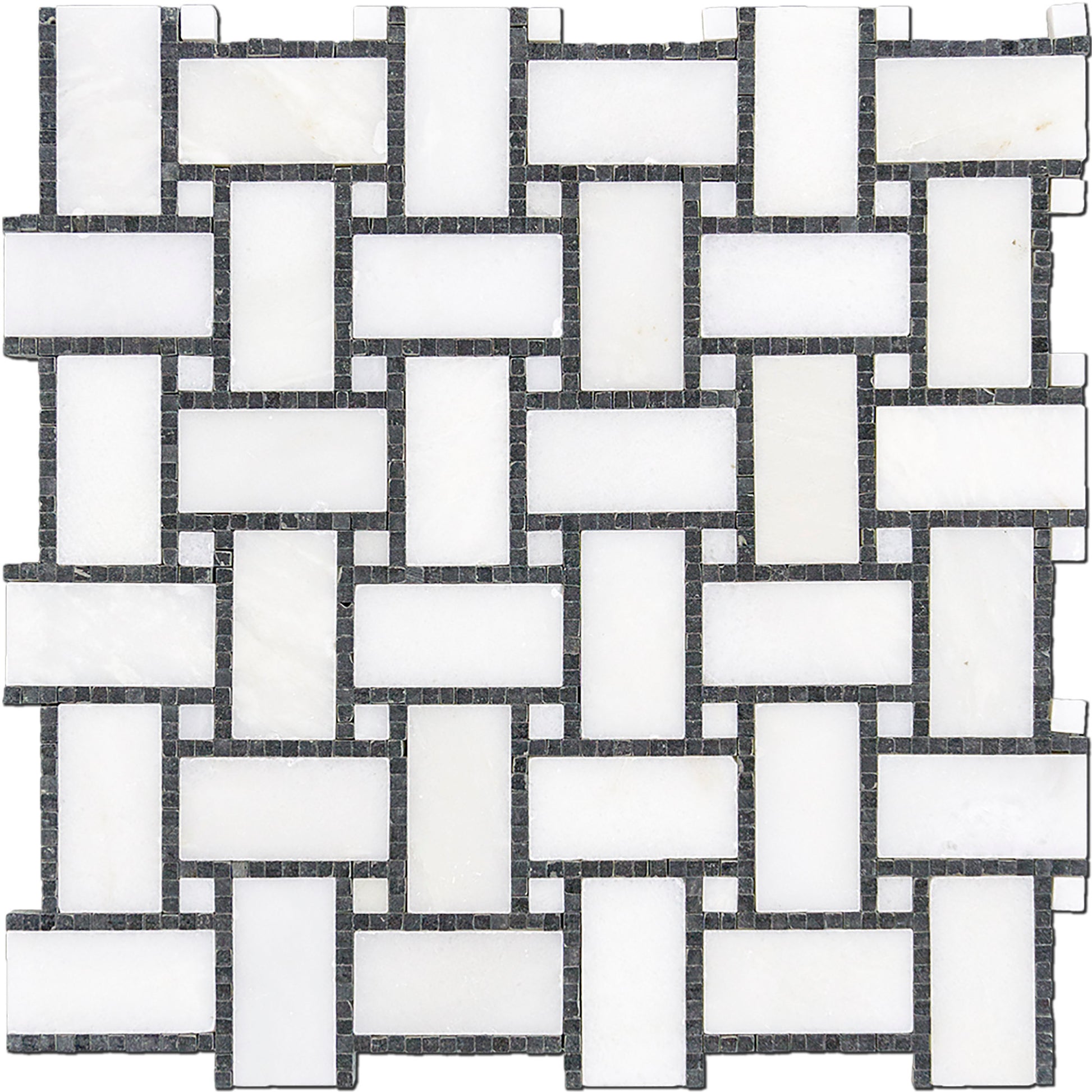 Manhattan Weave Black & White Dot Corner Marble - Polished Accent
