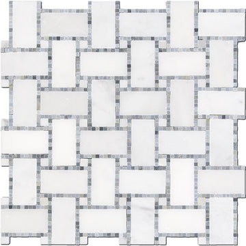 Metro Blanc Blue & White Dot Marble - Backsplash Mosaic Tile