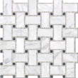 Manhattan Basketweave Grey & Black Dot Border Marble 4x12 Mosaic