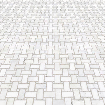 Metro Blanc Mosaico de mármol con borde de puntos gris y blanco 4x12