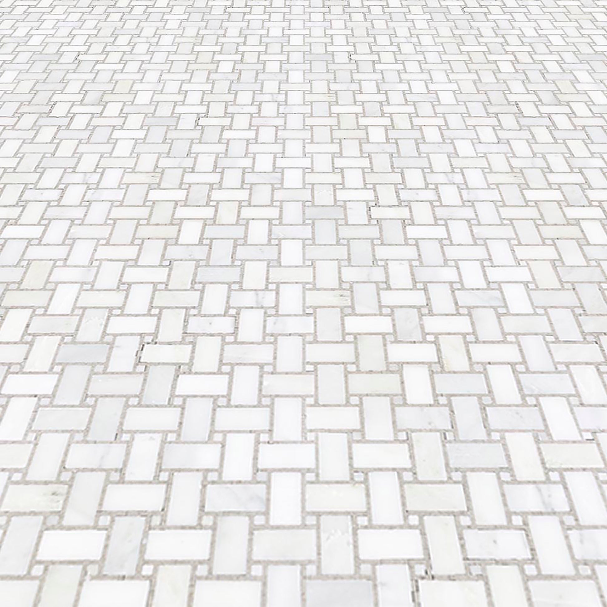 Manhattan Basketweave Grey & White Dot - Corner -  9x9 Mosaic