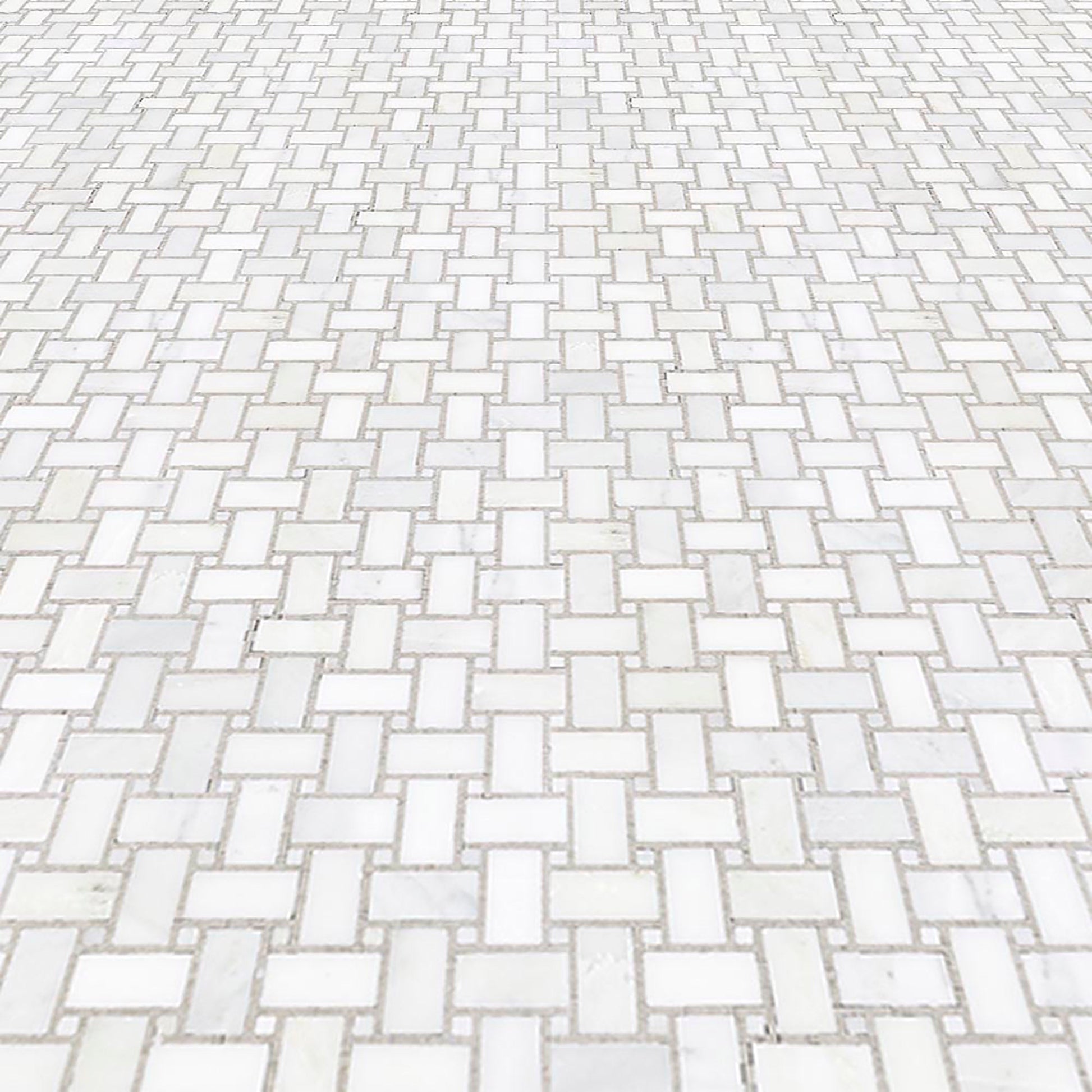 Manhattan Basketweave Grey & White Dot - Backsplash Mosaic Tile