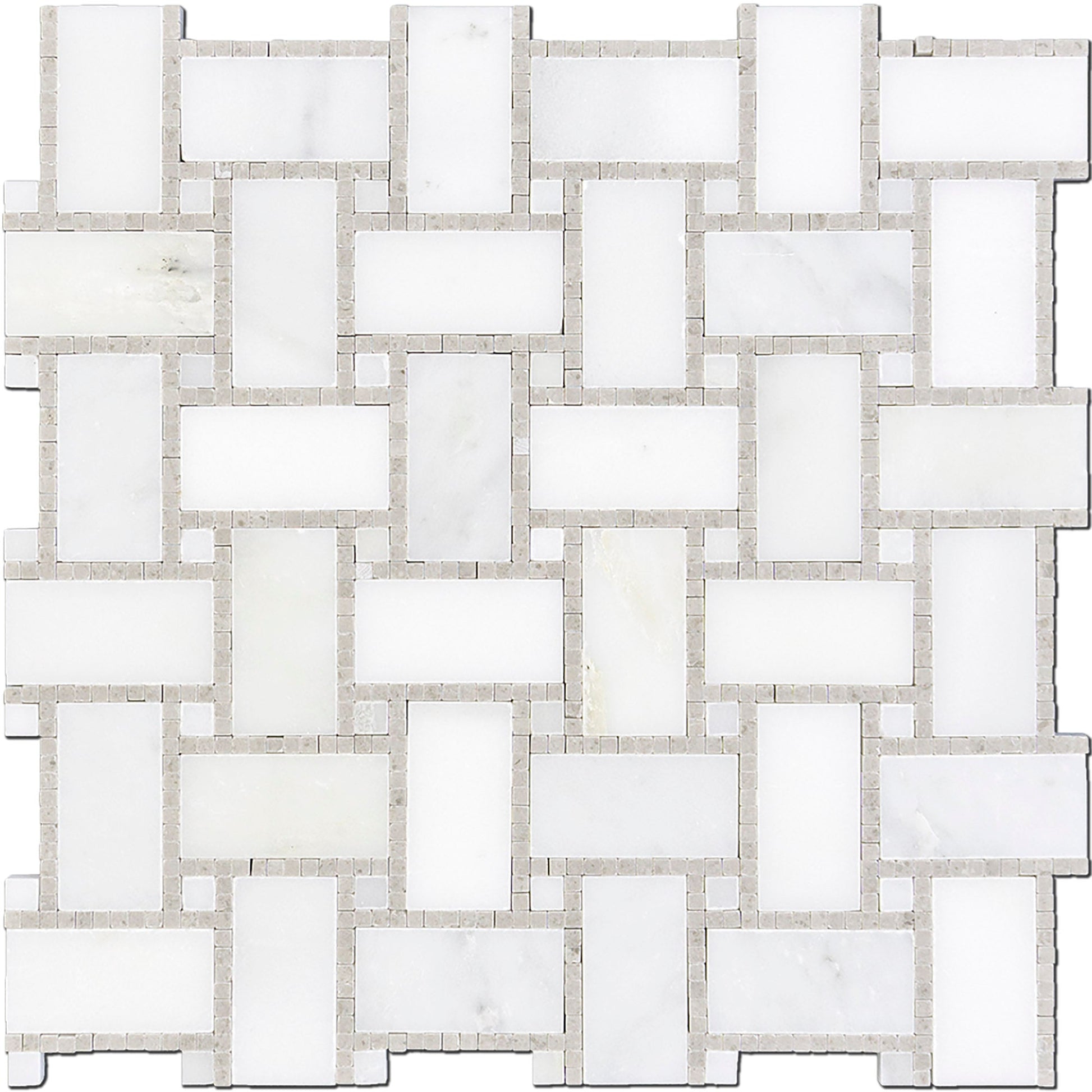 Manhattan Basketweave Grey & White Dot - Backsplash Mosaic Tile