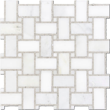 Metro Blanc Punto gris y blanco - Azulejo mosaico contra salpicaduras