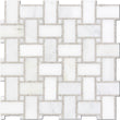 Manhattan Basketweave Grey & White Dot Border Marble 4x12 Mosaic