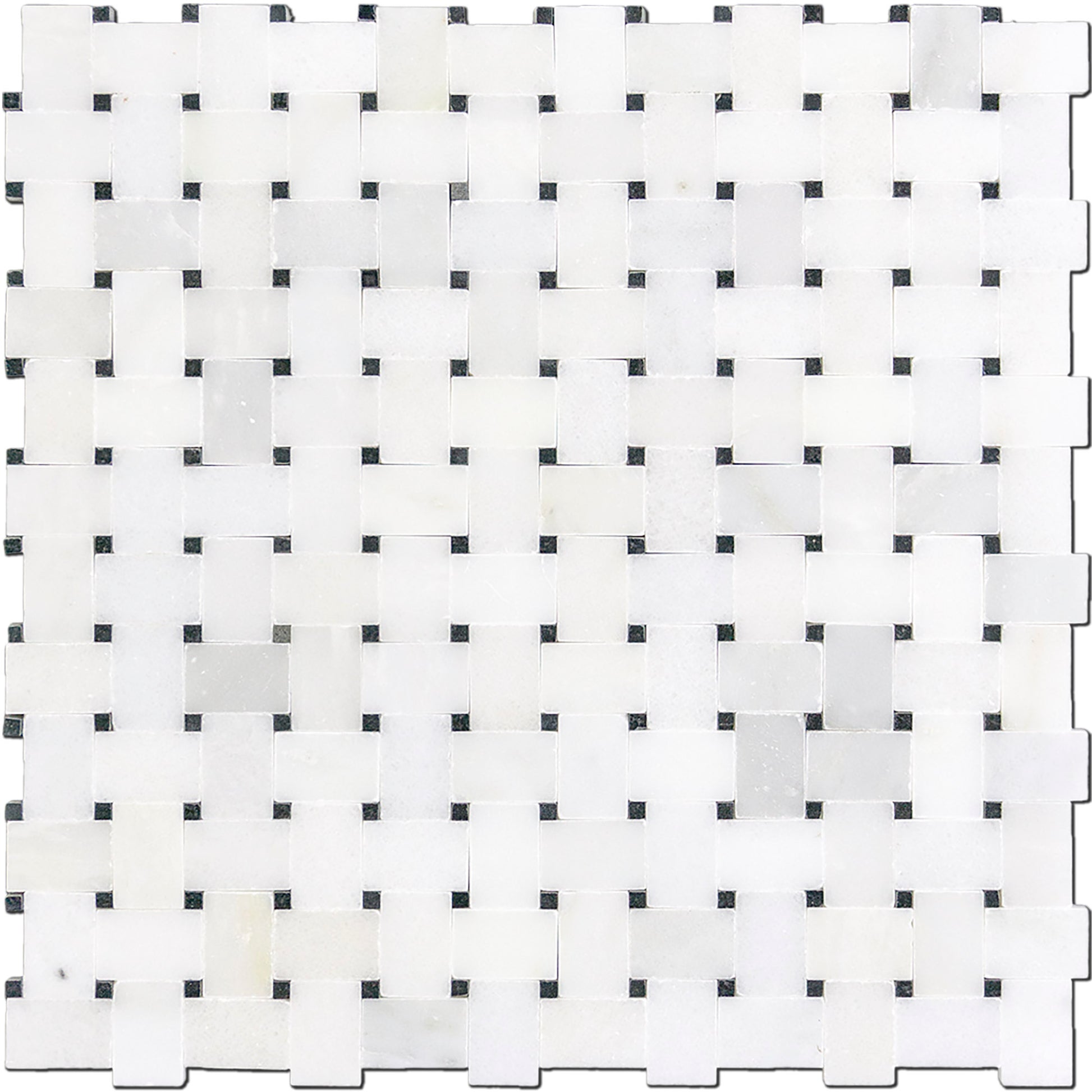 Micro Basketweave & Black Dot Marble  - Polished Mosaic