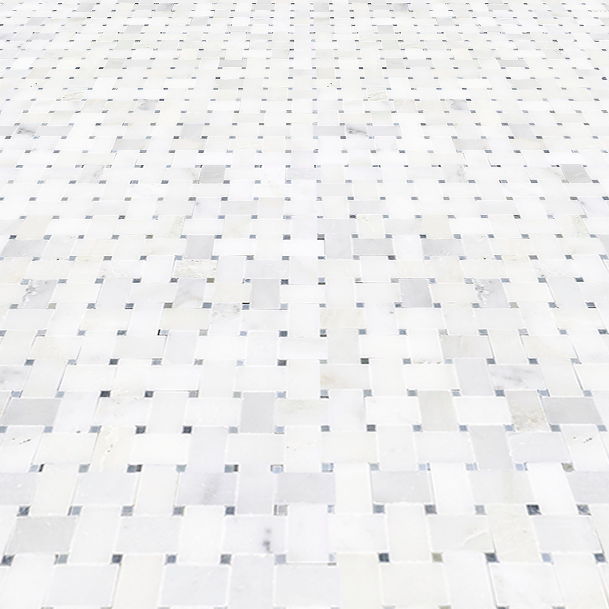Micro Basketweave & Blue Dot Marble  - Backsplash Mosaic Tile