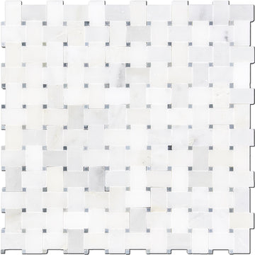 Micro Basketweave y Blue Dot Marble - Azulejo mosaico contra salpicaduras