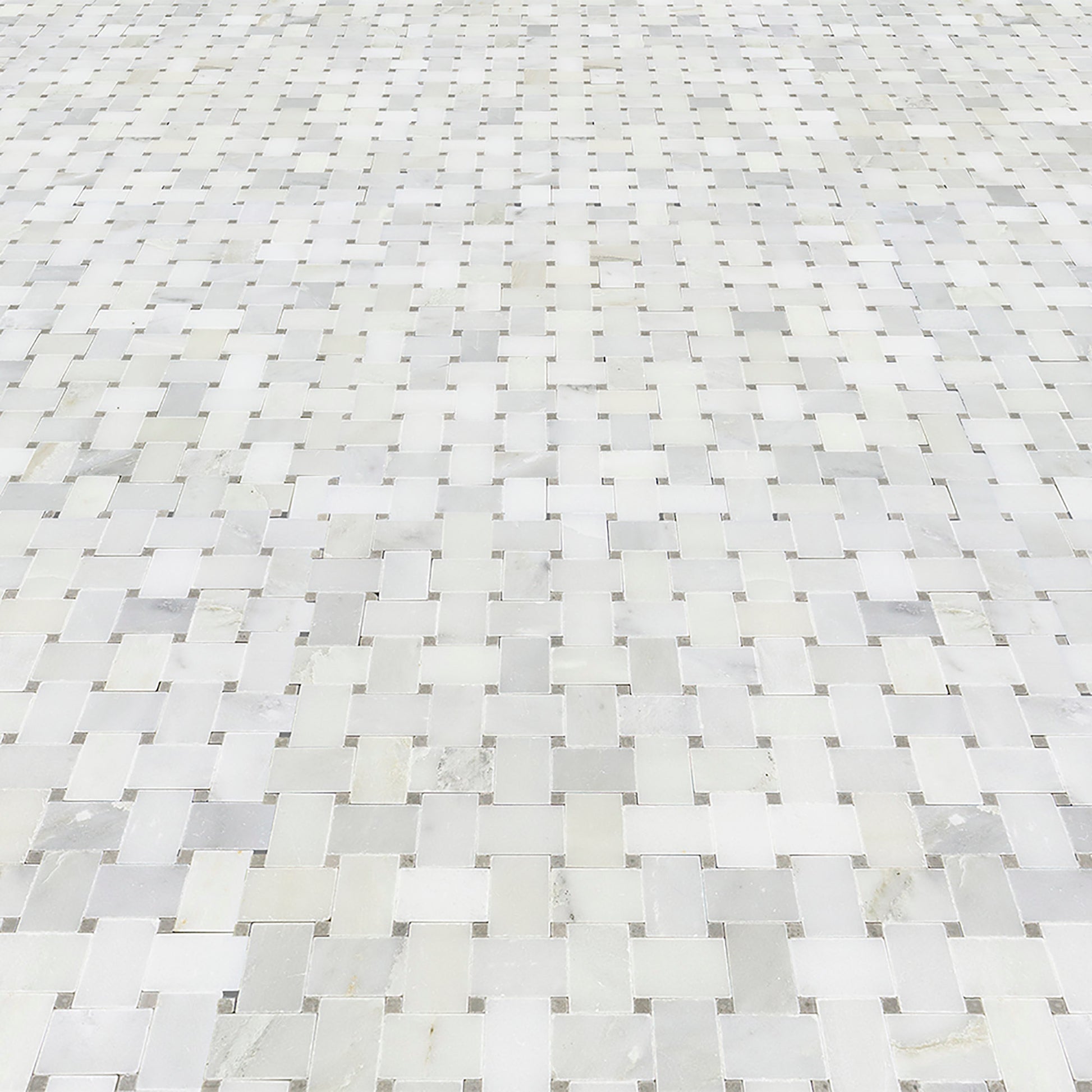 Micro Basketweave & Grey Dot Marble  - Backsplash Mosaic Tile