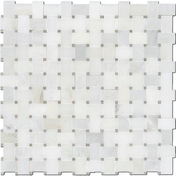 Micro tejido de cesta y mármol de puntos grises - Azulejo de mosaico contra salpicaduras