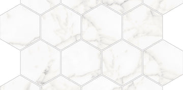 Porcelain  Mosaic Core (Hexagon) White Polished Backsplash Tile 3"x3" 