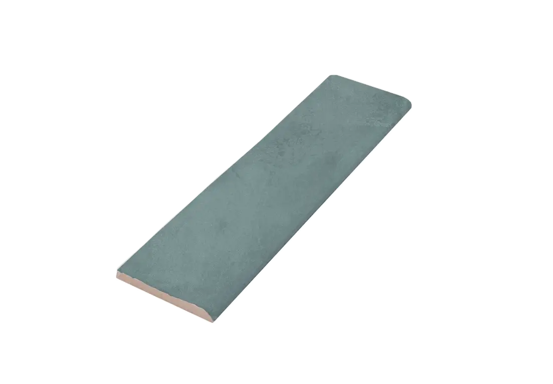Maiolica 3”x12” Crackled Ceramic Single Bullnose Trim Tile Blue Steel