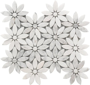 Daisy Flower Marble 10X12 Mosaic Tile