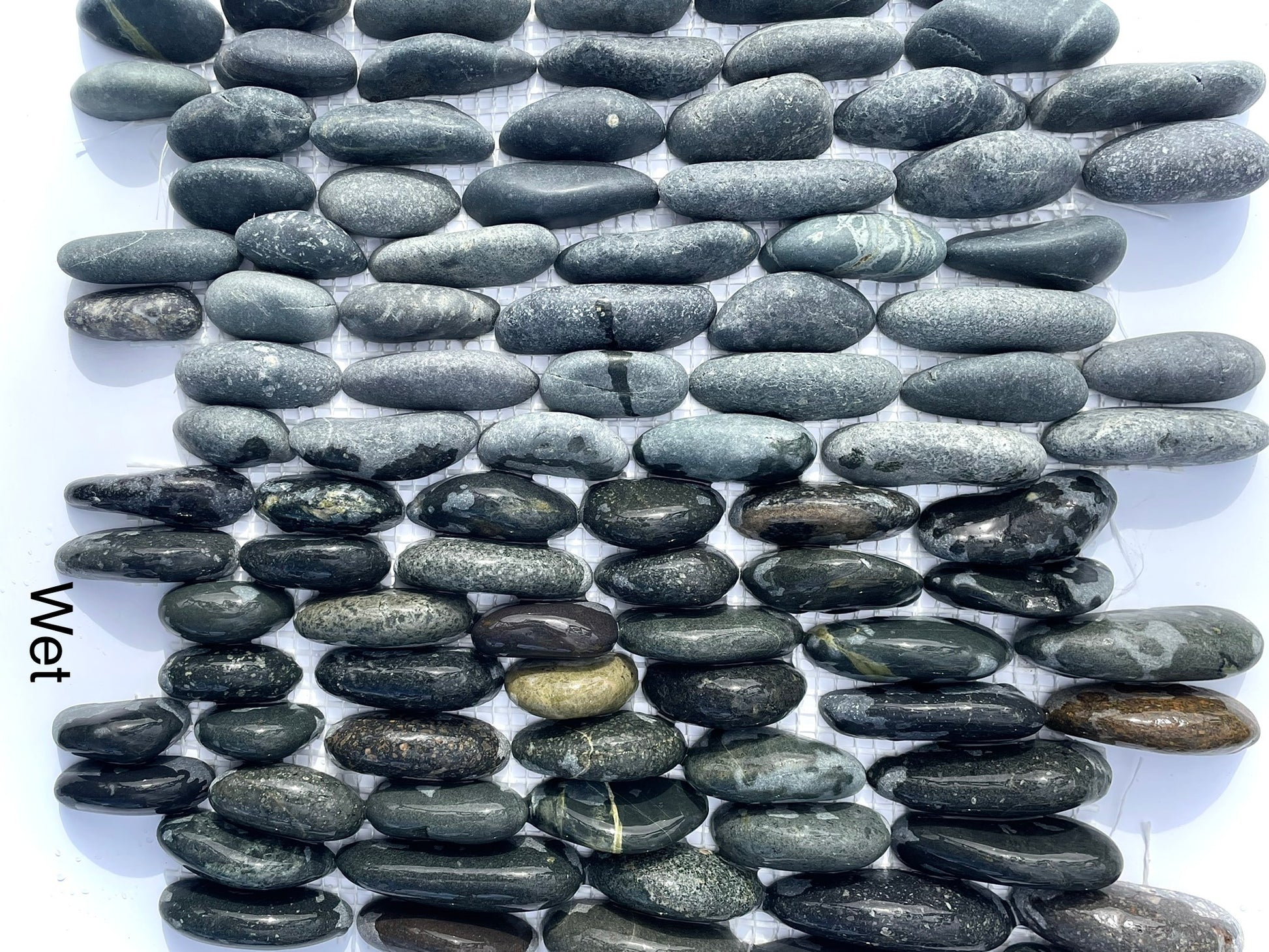 Matte Black Standing Pebble Mosaic 12" x 12"