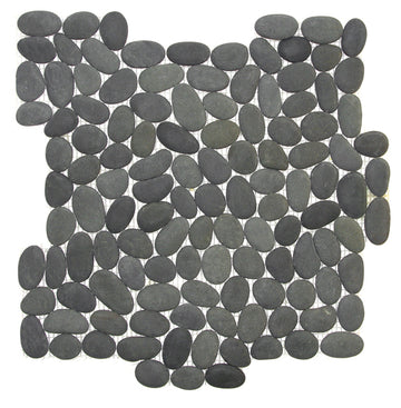 Matte Black Tumbled Pebble Mosaic 12" x 12"