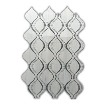 Dolomite w/ Bardiglio & Mother of Pearl Polished Waterjet Mosaic Tile
