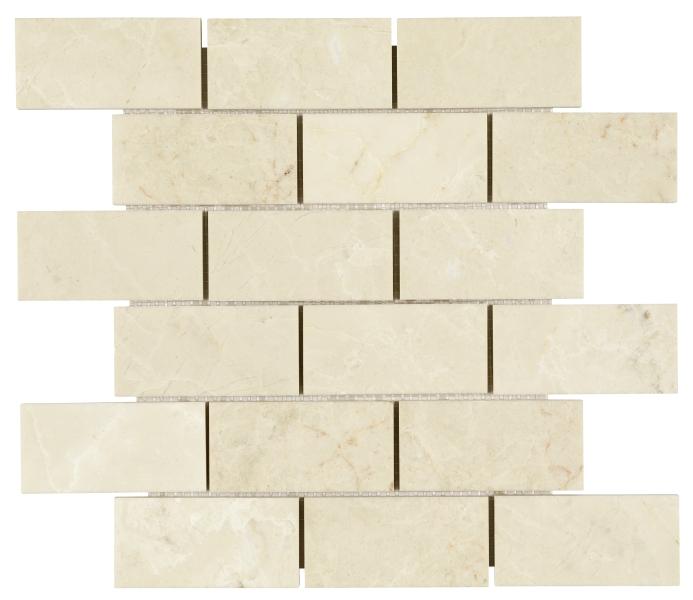 Noble White Cream Brick Mosaic Tile 2x4"
