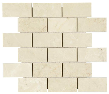 Noble White Cream Brick Mosaic Tile 1×2