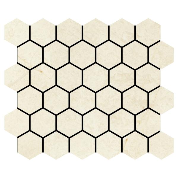 Noble White Cream Hexagon Mosaic Tile