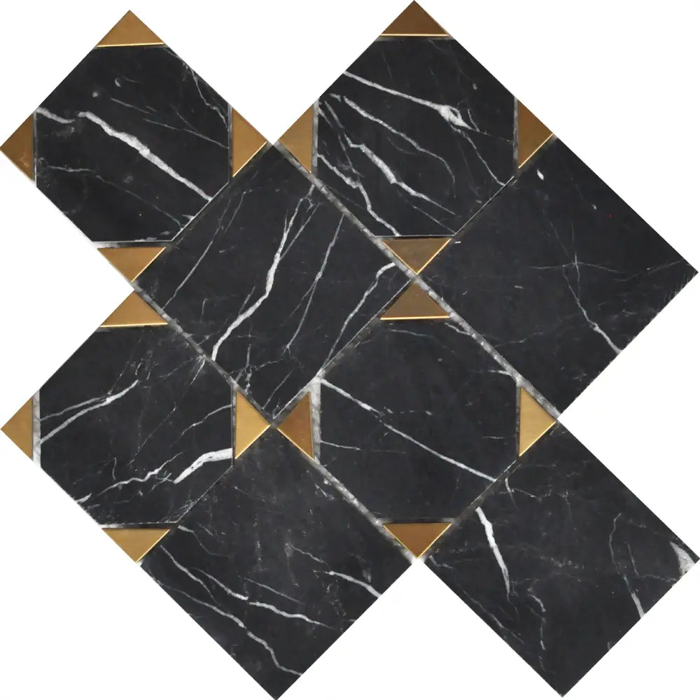 Nero Marquina Marble Square 9X9 Mosaic Tile