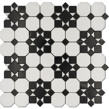 Octave Patio Black Marble - Mosaico pulido para pisos y paredes
