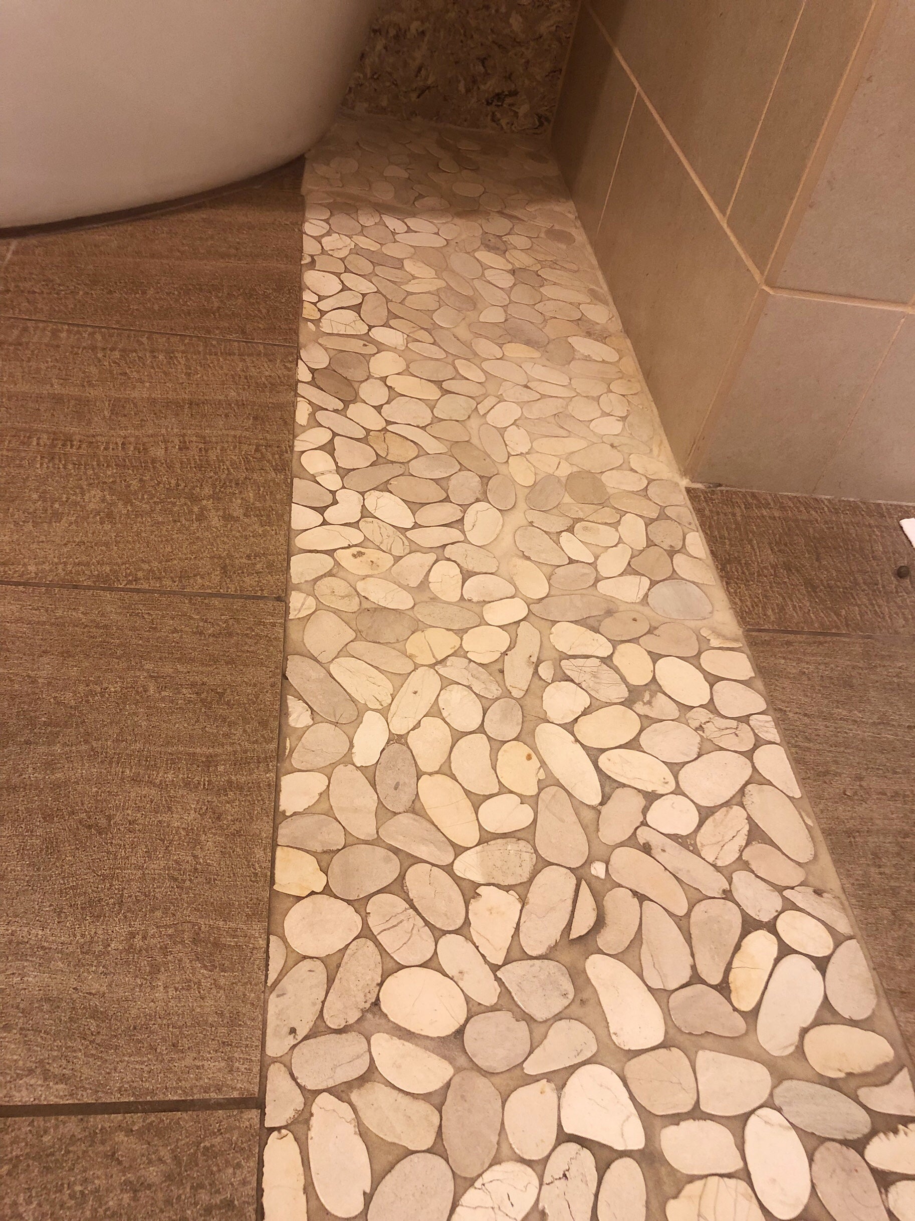Oval White Flat Pebble Mosaic 12" x 12"