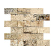 Philadelphia Travertine Split Faced Brick Mosaic Tile 1x2"