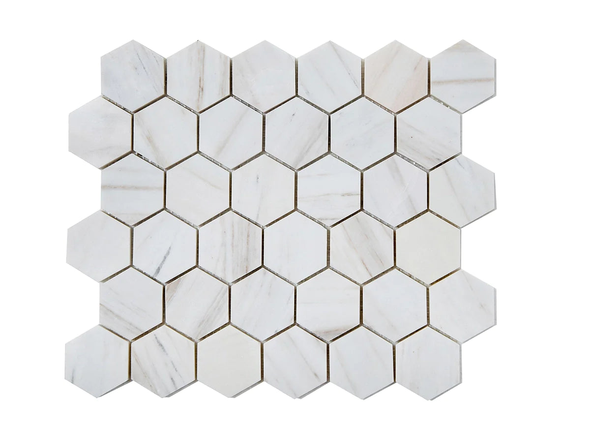 Palisandro Polished Hexagon Marble Mosaic Tile 2”x2”