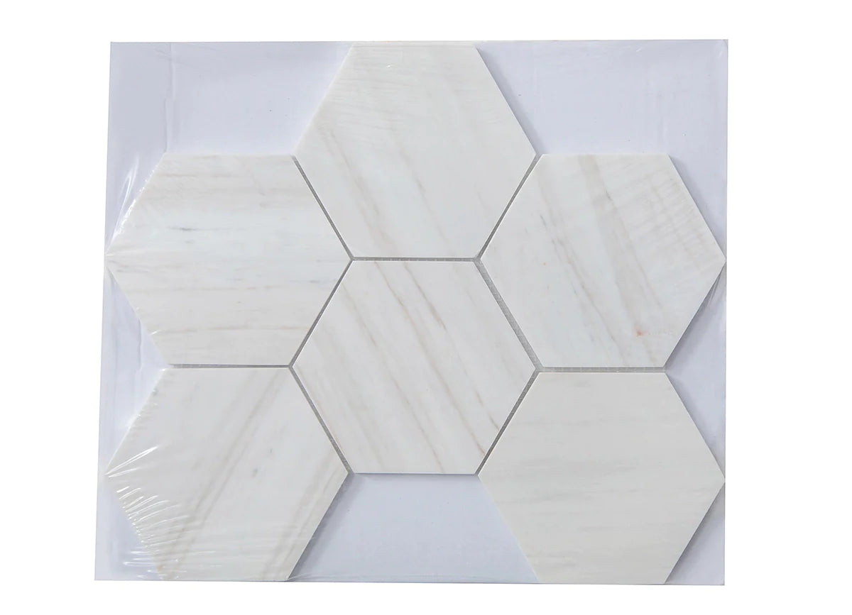 Palisandro Polished Hexagon Marble Mosaic Tile 5”x5”