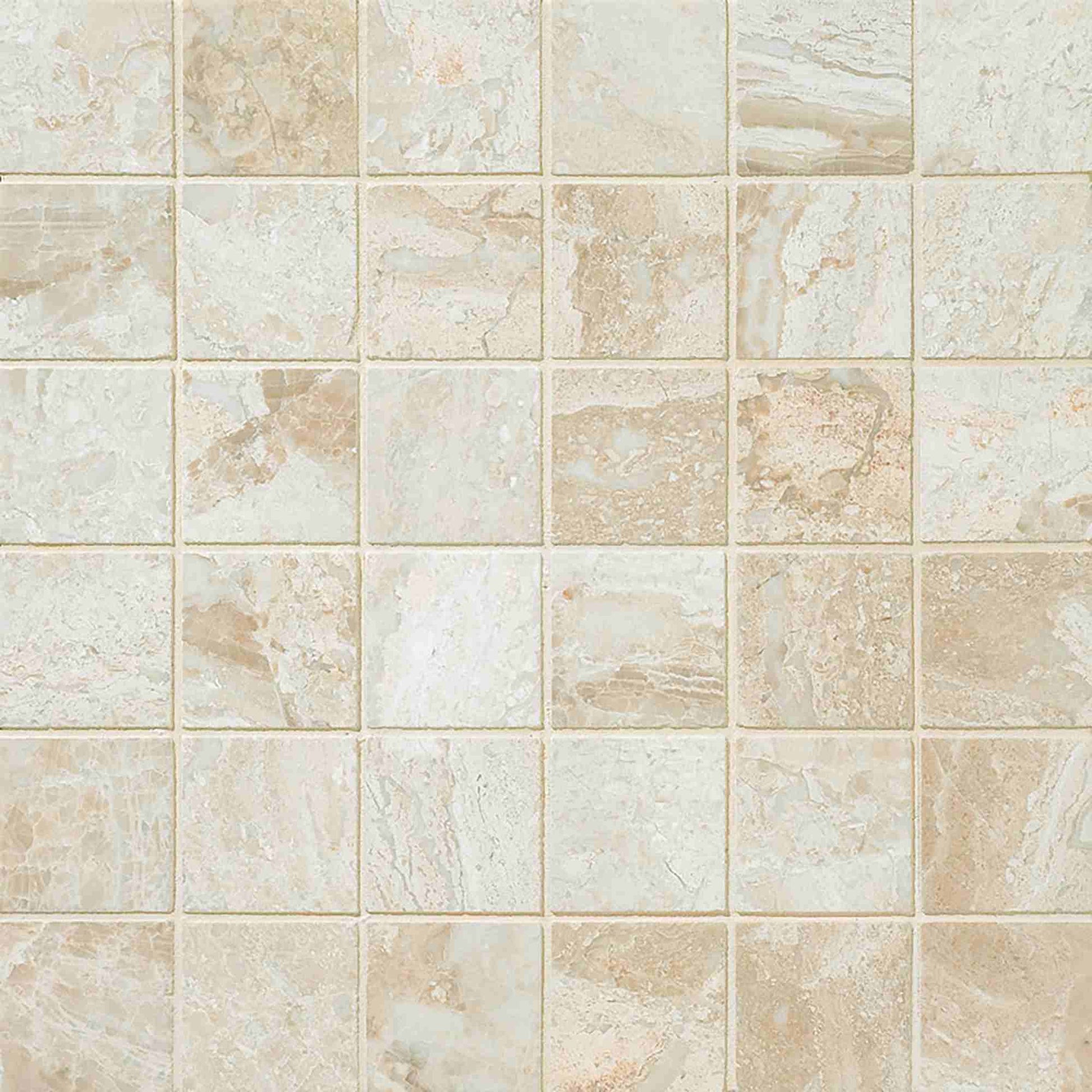 Queen Beige Polished Square Mosaic Tile 1x1"