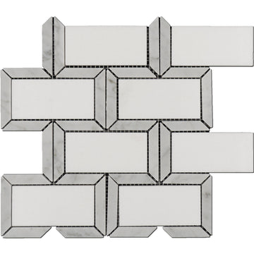 Brickful Thassos & Carrara Marble  - Backsplash Mosaic Tile