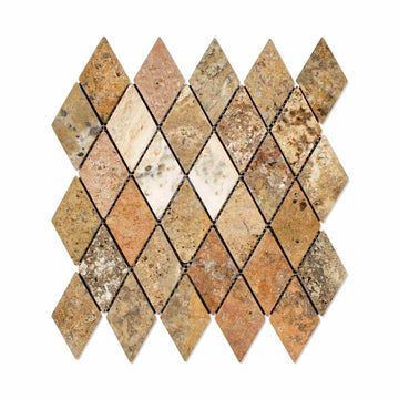 Scabos Travertine Tumbled Diamond Mosaic Tile